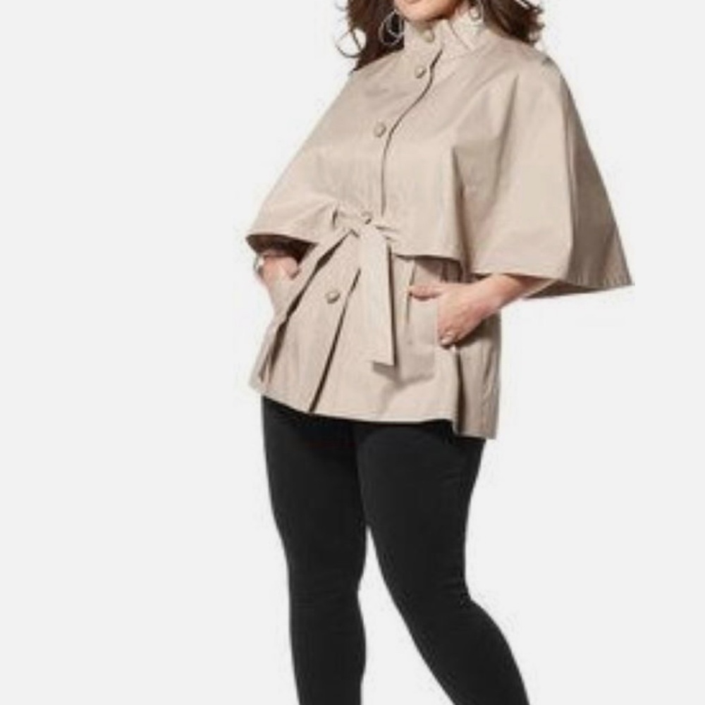 Betsey Johnson olive green Poncho Cape Coat Size S